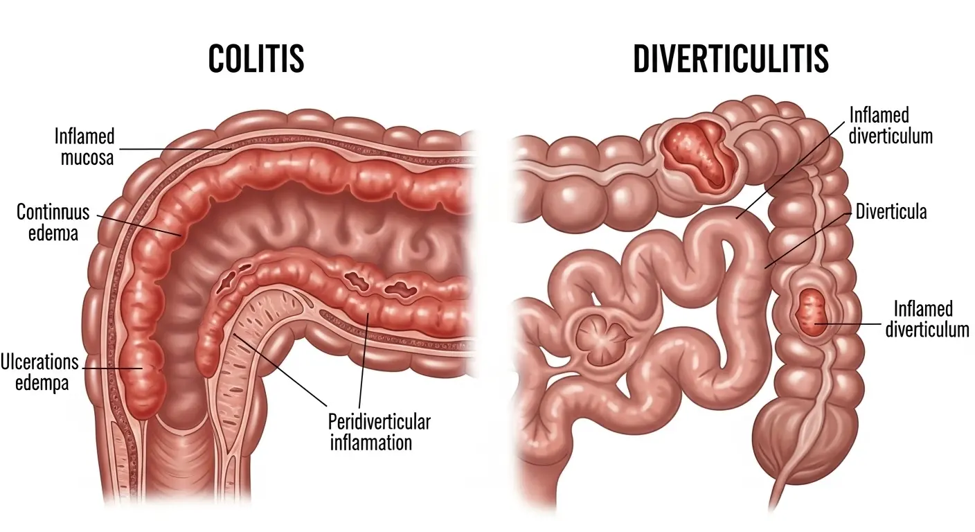 Difference Between Colitis and Diverticulitis