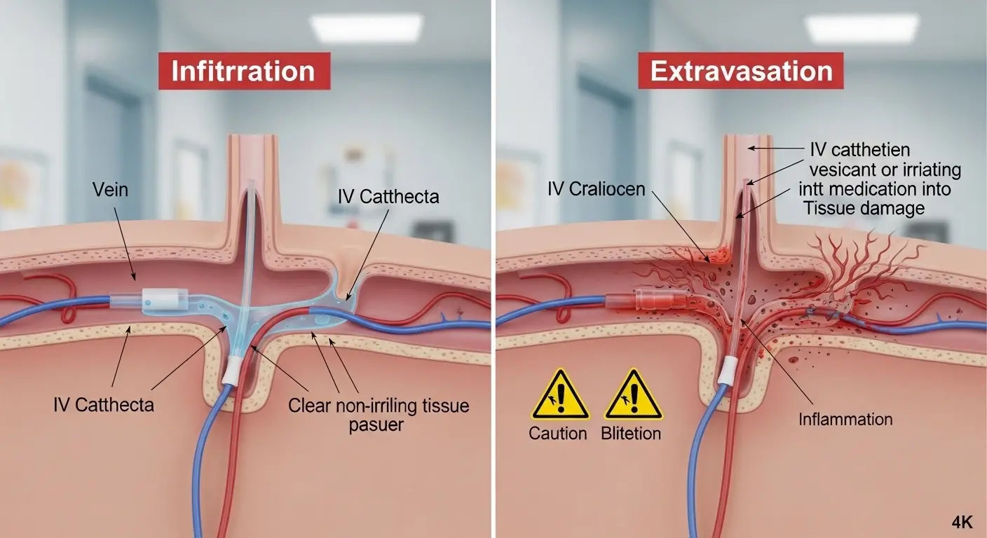 Difference Between Infiltration and Extravasation