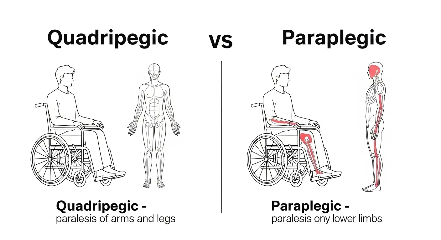 Difference Between Quadriplegic and Paraplegic