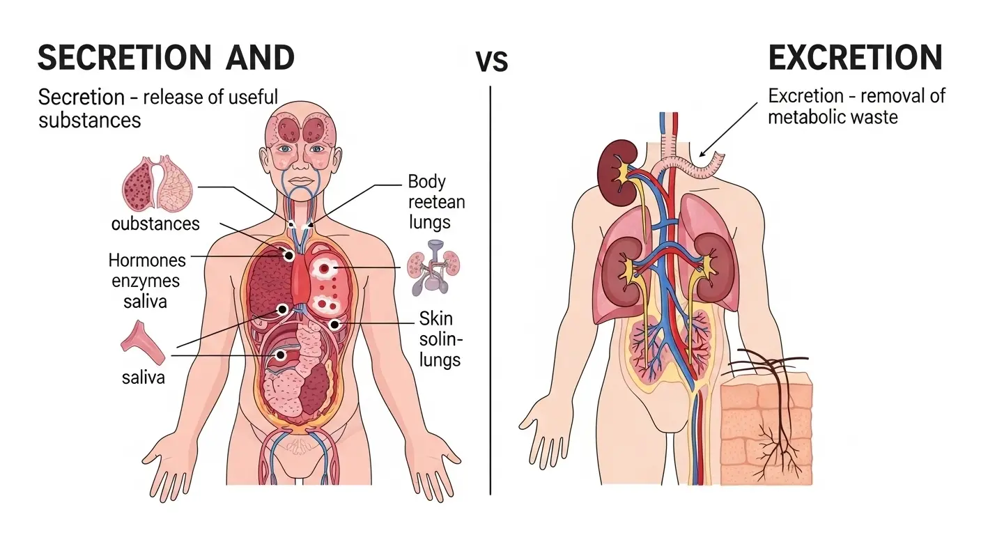 Difference Between Secretion and Excretion