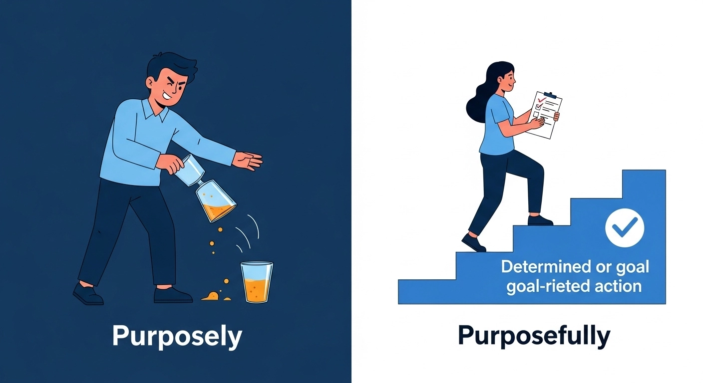 Difference Between Purposely and Purposefully