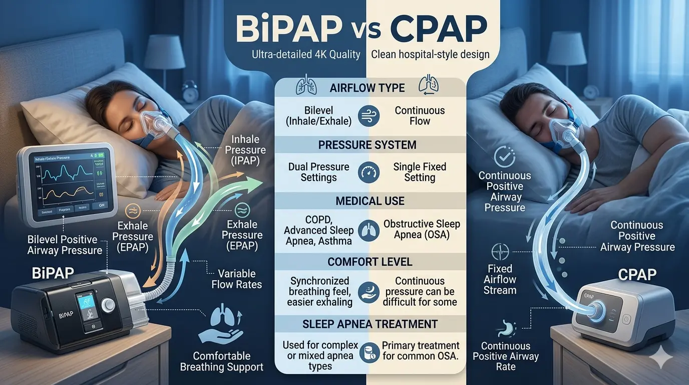 Difference Between BiPAP and CPAP